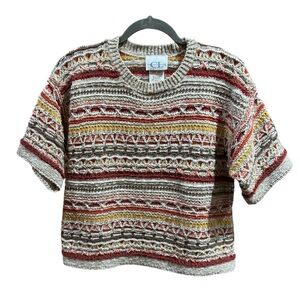 Cricket Lane Textured Short Sleeve Knitted Top Size Small Petite